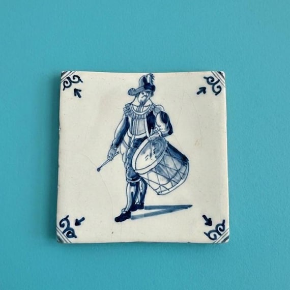 Buy Vintage Royal Tichelaar Makkum Ceramic Delft Tile Featuring a 