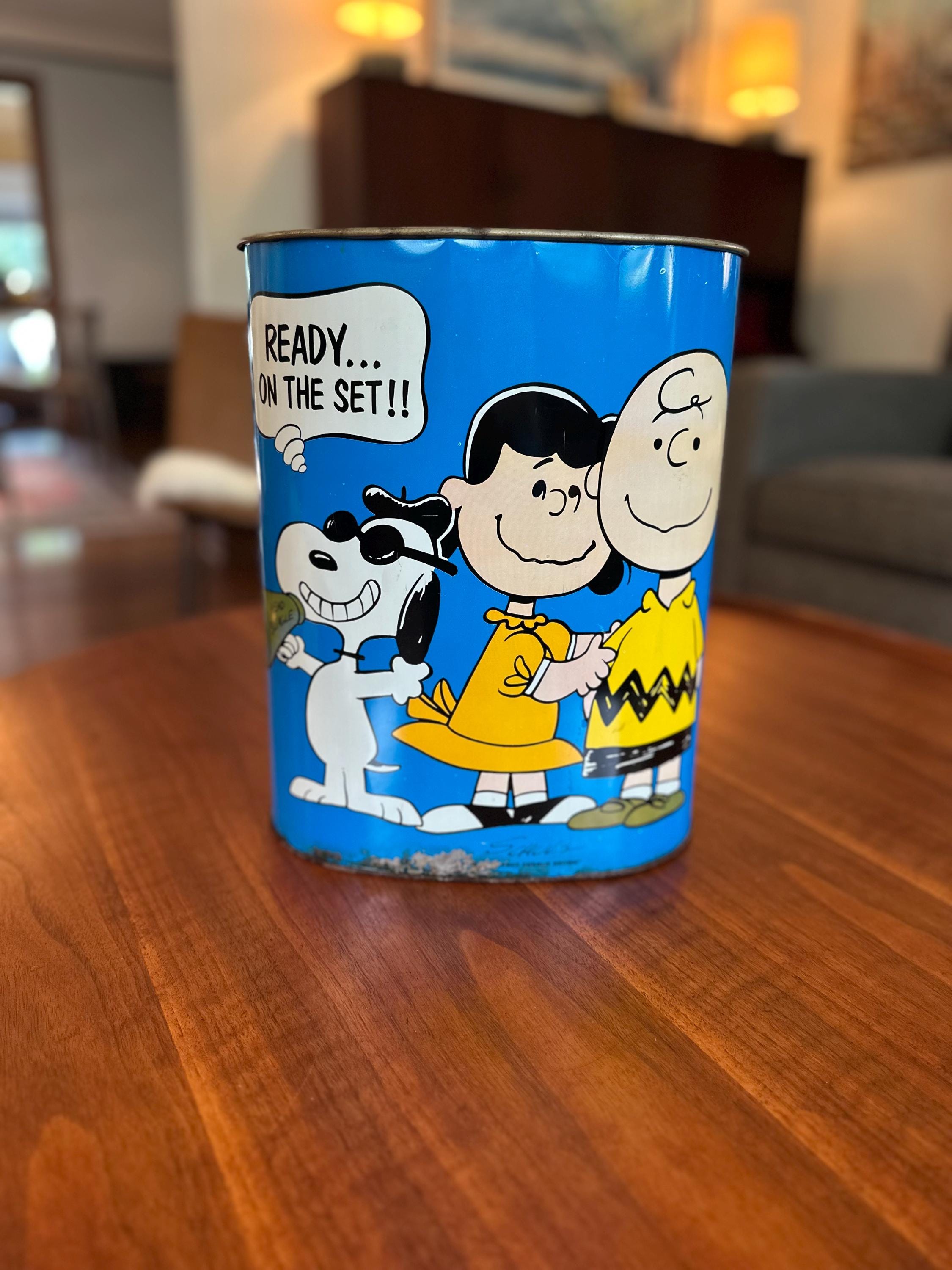 Vintage Peanuts Trash Can Snoopy - Etsy