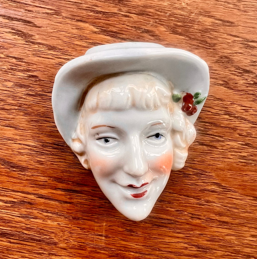 A Quirky Japanese Wall Pocket Art Deco Lady Head Etsy