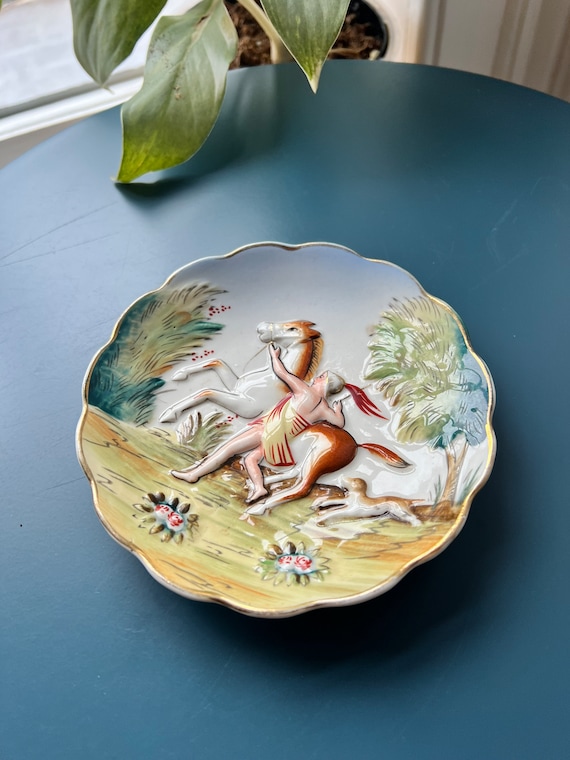 Vintage 60s Japan Moriyama Decorative Plate Made in Occupied Japan