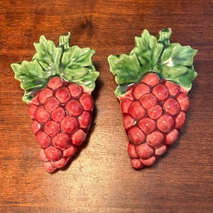 Set of Vintage Walker Pottery Grape Cluster Wall Pockets #871