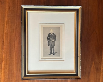 Antique 1903 Framed Vanity Fair Spy Print – Sir William Crookes "ubi Crookes ibi lux" Lithograph