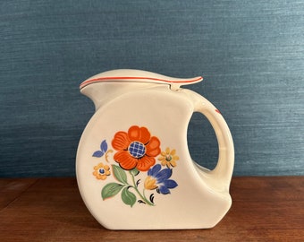 Vintage 1940s Universal Potteries Cambridge Ohio Lidded Refrigerator Pitcher in the 'Kitchen Bouquet' Design