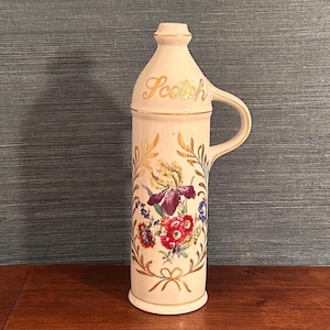 Vintage Painted French Porcelain Scotch Decanter, No Top