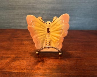Bolsillo de pared de cerámica con forma de mariposa, estilo moderno de mediados de siglo, de estilo vintage.