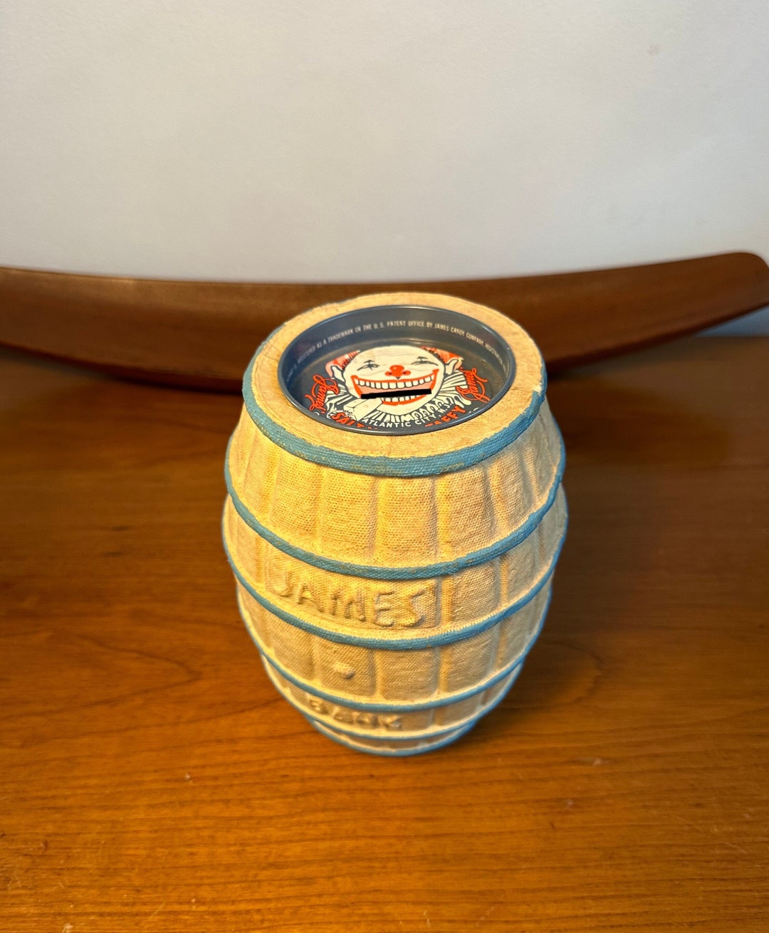 Vintage 1950s james salt water taffy pulp paper papier m ch bank
