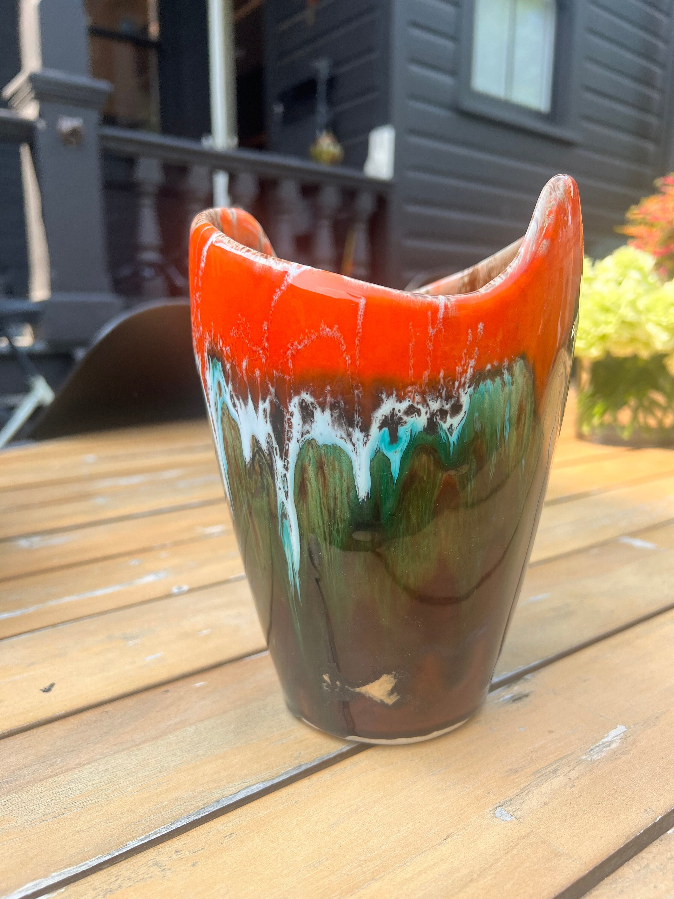 Vintage Mid-century Vallauris France Asymmetrical Ceramic Vase