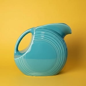 Vintage 1930s to 1946 Fiesta Turquoise Large Disk Pitcher Made by Homer Laughlin