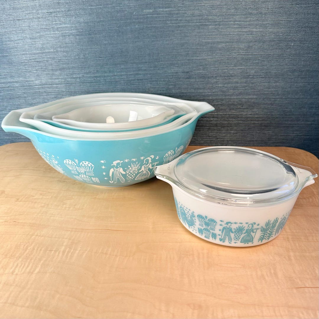 Pyrex Butterprint Set Vintage 6-piece Pyrex Amish Butterprint Set: 1950s Cinderella Bowls ...
