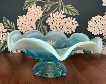 アンティーク ノースウッド ブルー オパール ガラス ビーズ ドレープ