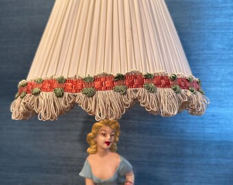 Vintage Mid Century Chalkware Lamp: Southern Belle & Borzoi Dog