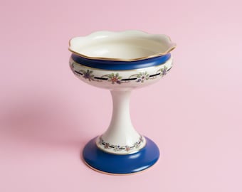 Antique Lenox Porcelain Compote: Hand-painted Floral Candy Bowl