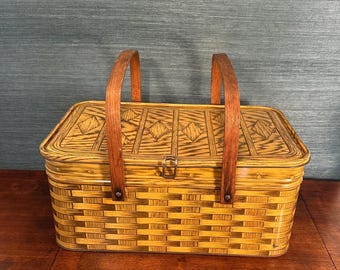 Hard to Find Plaid Metal Nesco Picnic Basket Mid Century Decor - Etsy