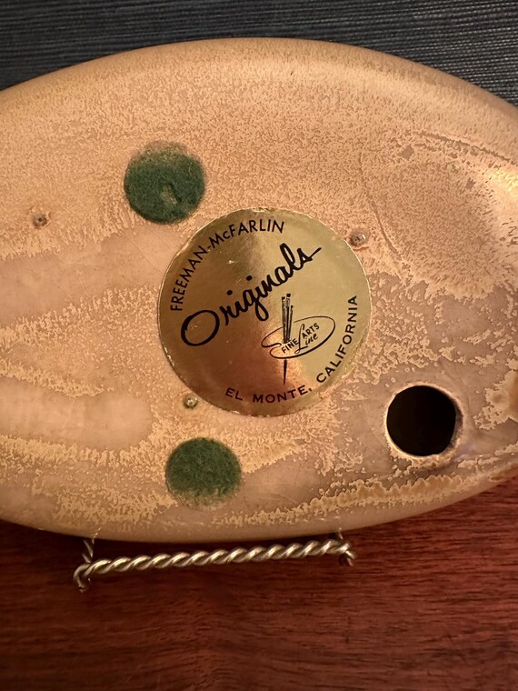 Vintage Freeman-mcfarlin Ceramic Ashtray: MCM Crackle Glaze, El