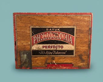 Scatola di latta pubblicitaria vintage da 5 centesimi dei Phillies, circa 1930