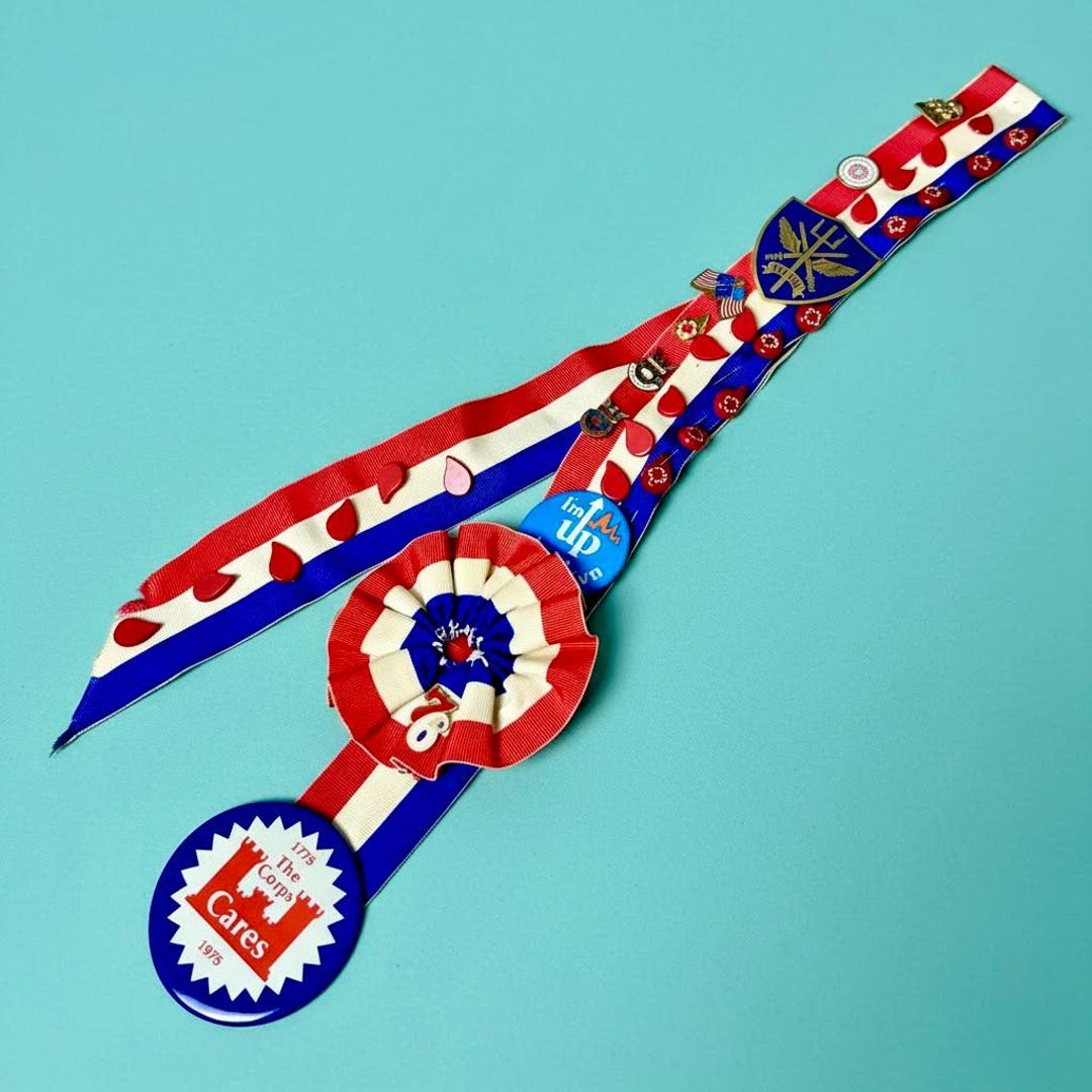 Vintage Ribbon Cockade Featuring 1976 Bicentennial, Military, Civil ...