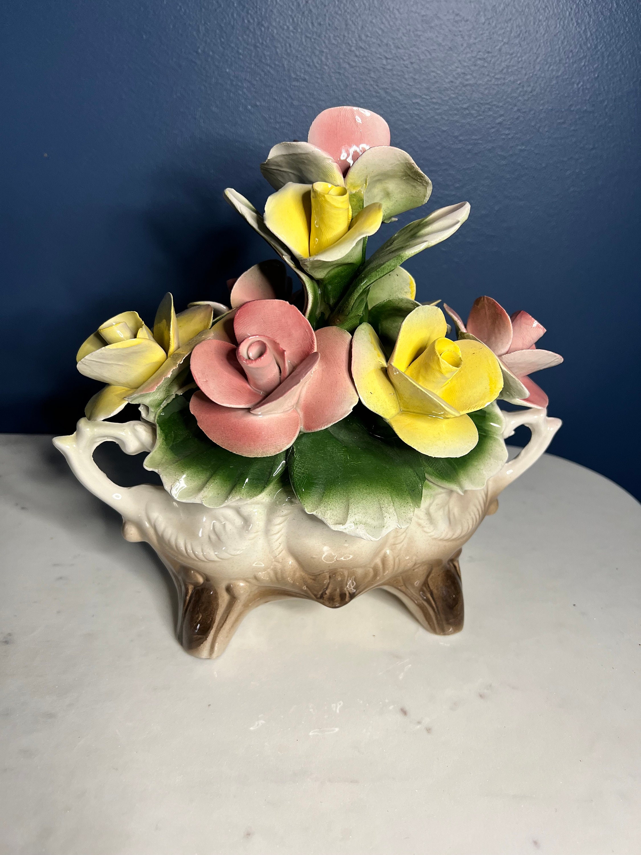 Antique Nuova Capodimonte Rose Floral Centerpiece - Etsy