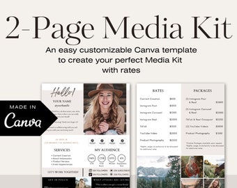 2-Page Media Kit Template Canva / Influencer Media Kit / Press Kit / Content Creator Media Kit / TikTok Media Kit / Blogger / YouTube