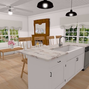 White Country Cottage Tiny House 2 Bedroom / 1 Bath Floor Plan Under 1,000 sq ft