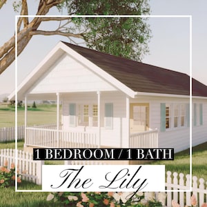 Tiny House Cottage ADU Blueprints: 630 sq ft, 1 Bed/Bath (Build Ready PDF Floor Plan)