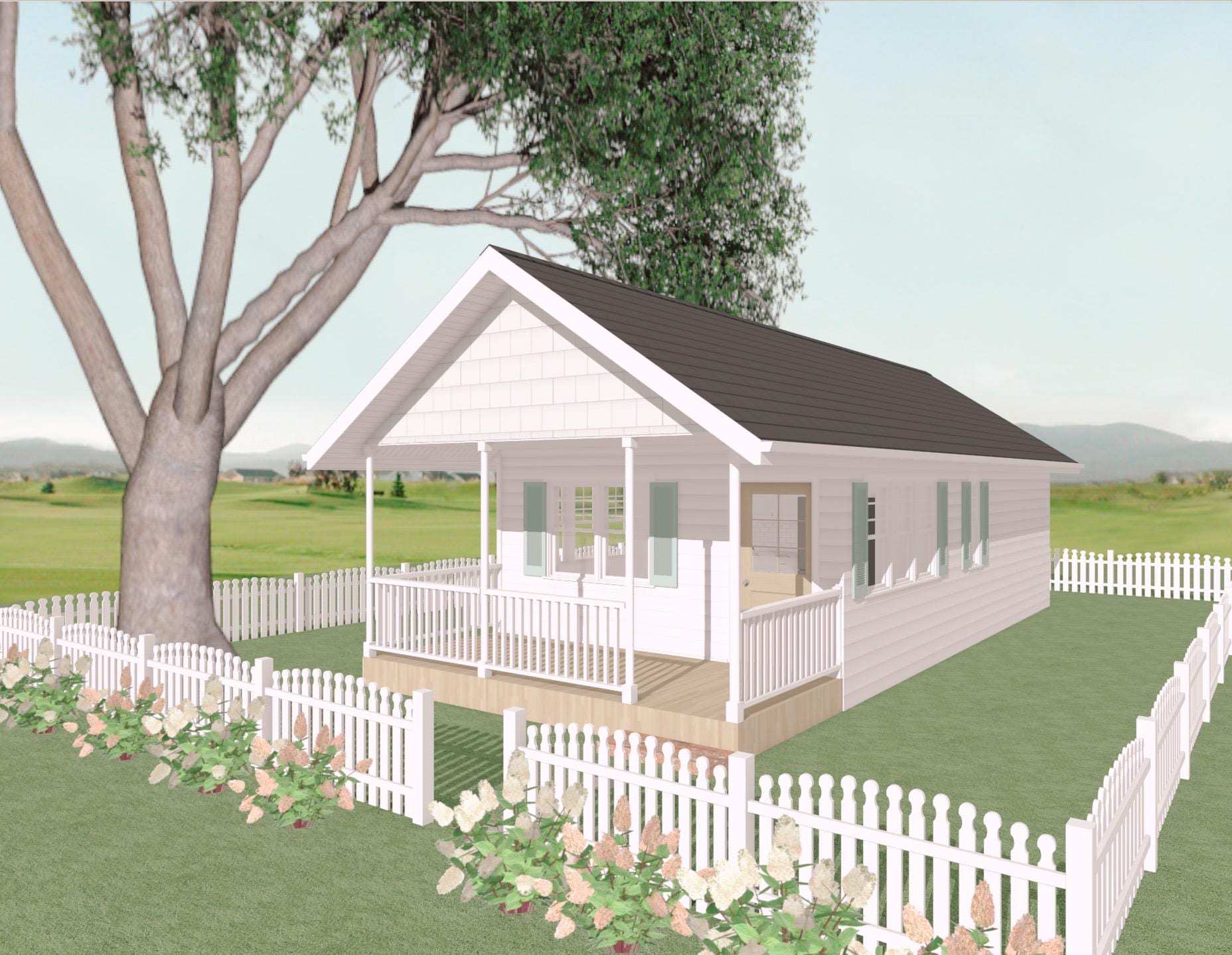 Tiny House Plans Small Cottage Home  - 1 Bedroom / 1 Bath - 630 sq ft - 16' x 32' PDF Floor Plan Blueprints Perfect For Guest Suite