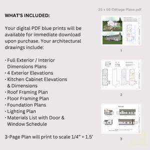 White Country Cottage Tiny House 2 Bedroom / 1 Bath Floor Plan Under 1,000 sq ft