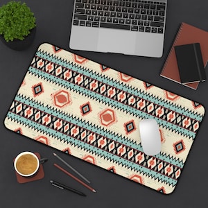 Tapis de bureau motif bohème - Déco de bureau élégante, tapis pour espace de travail, cadeau pour étudiants, accessoire de bureau à domicile, indispensables de bureau moderne