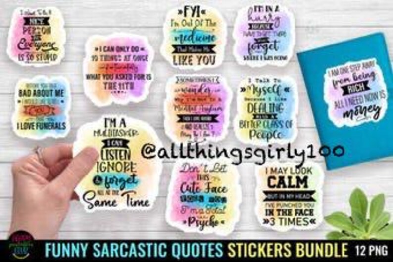 Sarcastic Funny Quotes Stickers Bundle - Etsy
