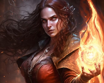 Art mural sorcière de feu - POSTER DE FAN