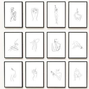 Set of 40 One Line art Woman Body, Continuous line art, Abstract Woman Outline, Woman Line Art, Woman Face, Minimalist art, Digital download