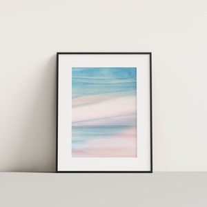 Ocean Coastal Art Print, Clean Modern Ocean Printable, Digital Download Wall Art, Coastal Pastel Sunset Boho, Sunset Bokeh Water | 4 maten