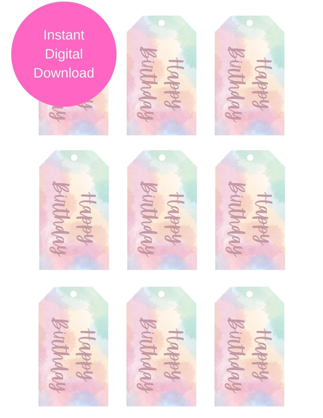 Happy Birthday Printable Gift Tag - Etsy