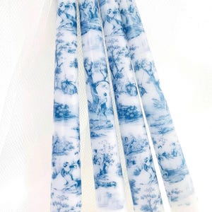 Velas cônicas Blue Toile / Conjunto de velas para presente / Velas azuis