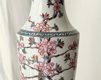 Vintage Lamp / Norman Perry / Chinoiserie / Cherry Blossoms / Porcelain Lamp