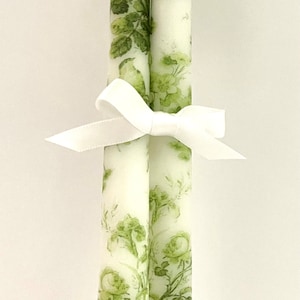 Green Bird Belle / Tapered Candles / Candlesticks.