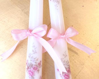 Rococo Pink Lace / 2 Tapered Candles