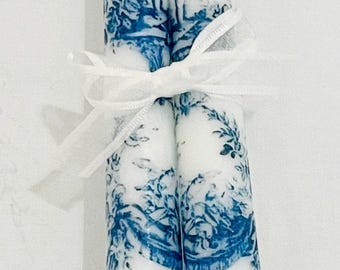 Blue Crown Rose Tapered Candles - 10 Inch Candle Set of 4