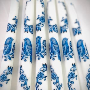 Chinoiserie, Blaue Weide, Blaue & Weiße Stumpenkerzen