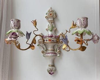 Chelsea House Porcelain and Brass Wall Sconce