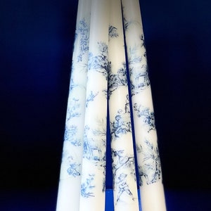 Blue Toile Tapered Candles