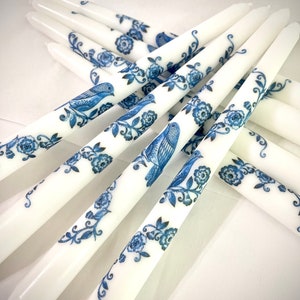 Chinoiserie, Blue Willow, Blue & White Taper Candles