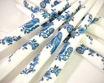 Chinoiserie, Blue Willow, Blue & White Taper Candles