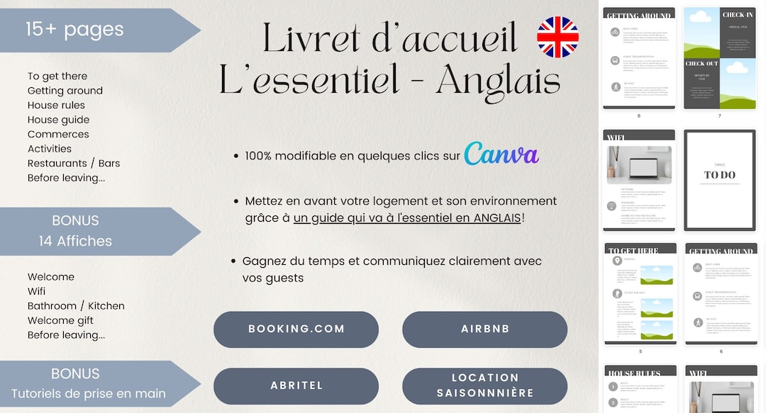 Page D'accueil Cahier Anglais Livret D'accueil Airbnb L'essentiel En ANGLAIS - Etsy UK