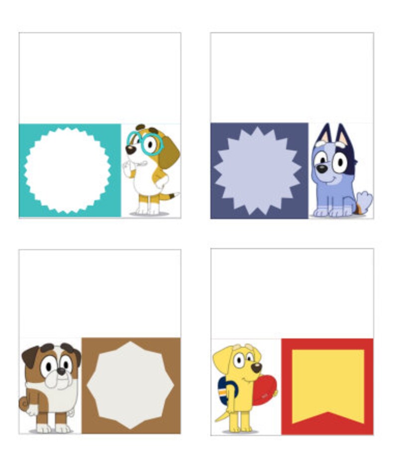 Bluey Party Food Label Tents Digital File to Download &amp; Print - Etsy