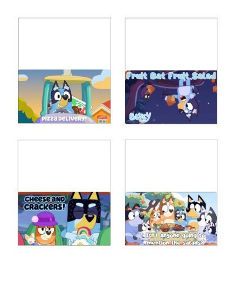 Bluey Party Food Label Tents Digital File to Download & Print Etsy