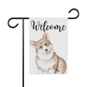 Corgi Dog Puppy Welcome Garden & House Banner Flag