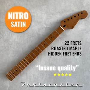 Roasted Maple Stratocaster neck - Nitro Satin - Headstock adjusted Dual Action Trussrod - SS Frets - Bone nut - Semi-hemi fret ends