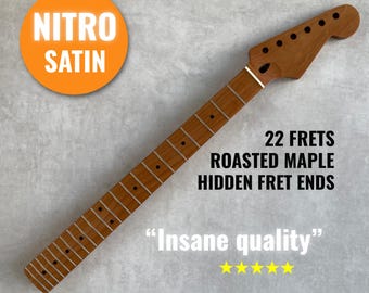 Roasted Maple Stratocaster neck - Nitro Satin - Headstock adjusted Dual Action Trussrod - SS Frets - Bone nut - Semi-hemi fret ends
