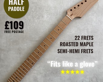 Obehandlad hals i rostad lönnhals med rund klack för Strat / Rostfria band / Bensadel