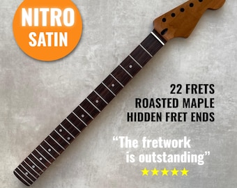 Roasted Maple / Rosewood Stratocaster neck - Nitro Satin - Stainless Steel frets - Bone nut